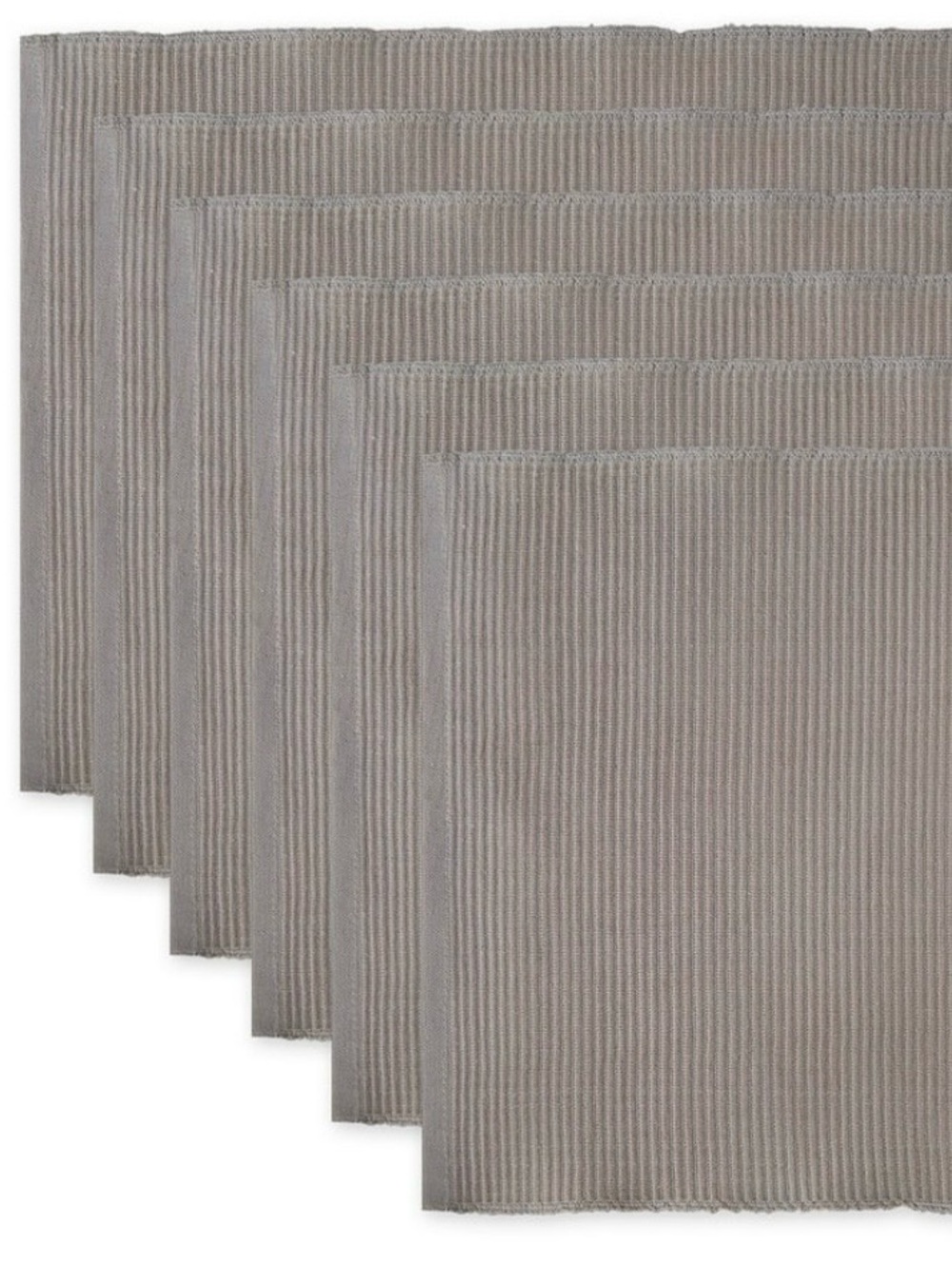 Neutral Ribbed Placemat Set - Taupe Gray (6 Pack)